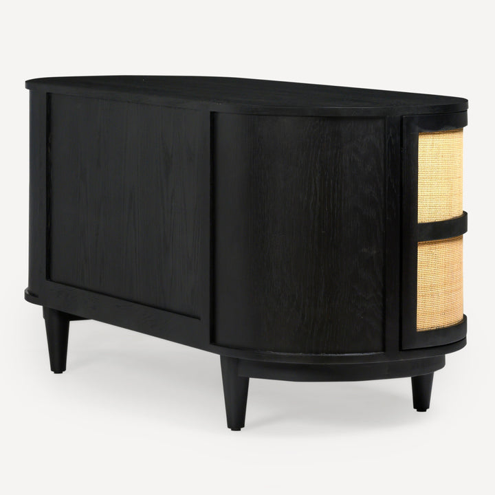 Curvilinear Canvas Oak Workspace Station - Charcoal