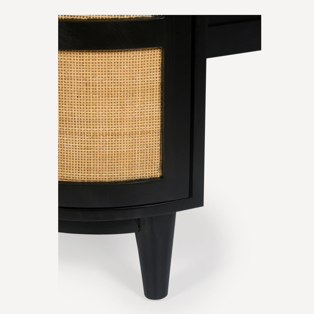 Curvilinear Canvas Oak Workspace Station - Charcoal