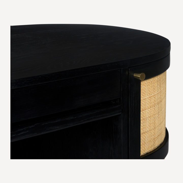 Curvilinear Canvas Oak Workspace Station - Charcoal