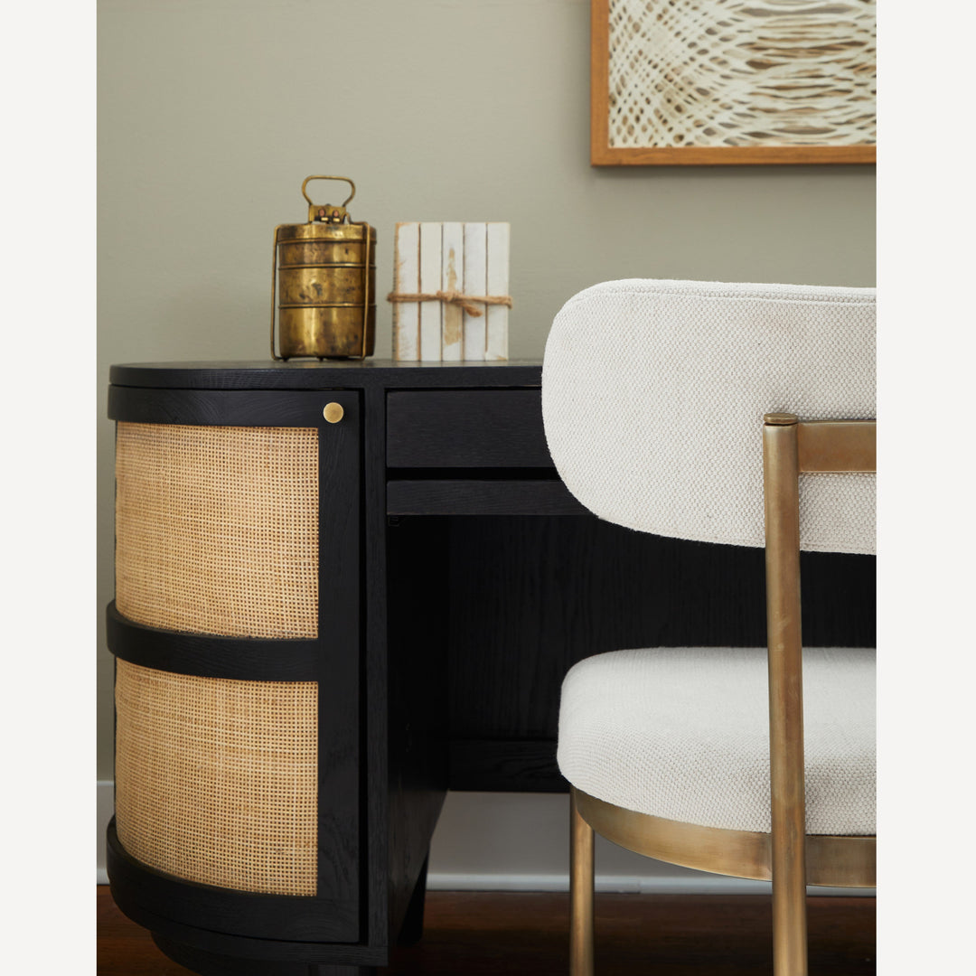 Curvilinear Canvas Oak Workspace Station - Charcoal