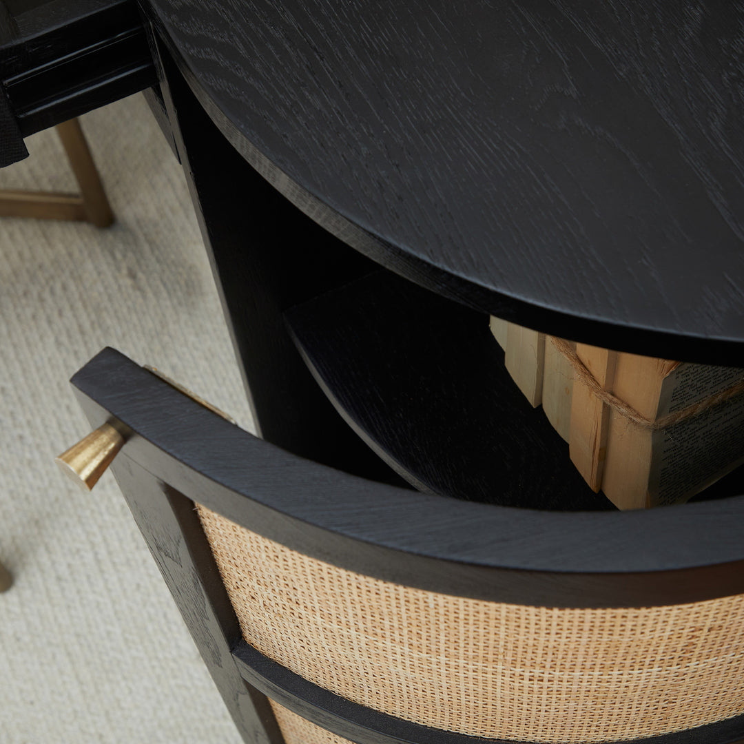 Curvilinear Canvas Oak Workspace Station - Charcoal