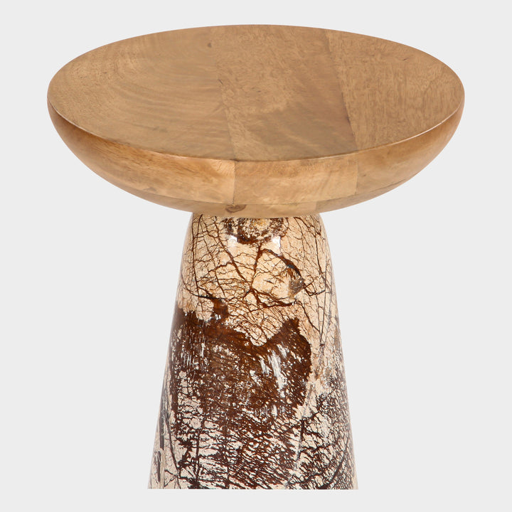 Marble & Wood Artisan Drink Stand - Unique Stone Base