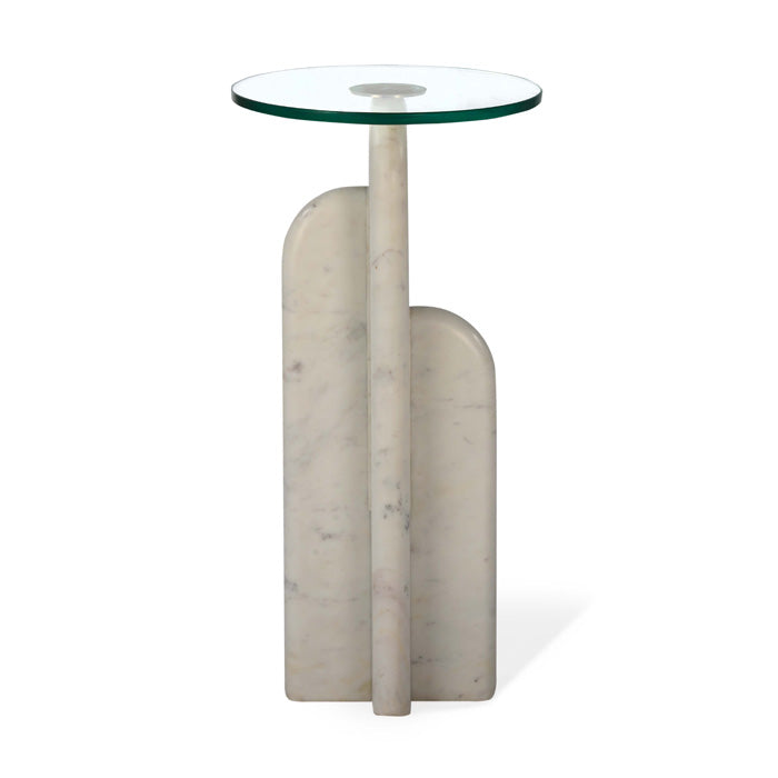 Stone Sculpt Accent Table - Pure White