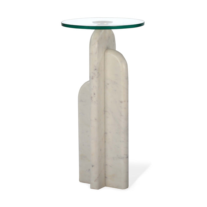 Stone Sculpt Accent Table - Pure White