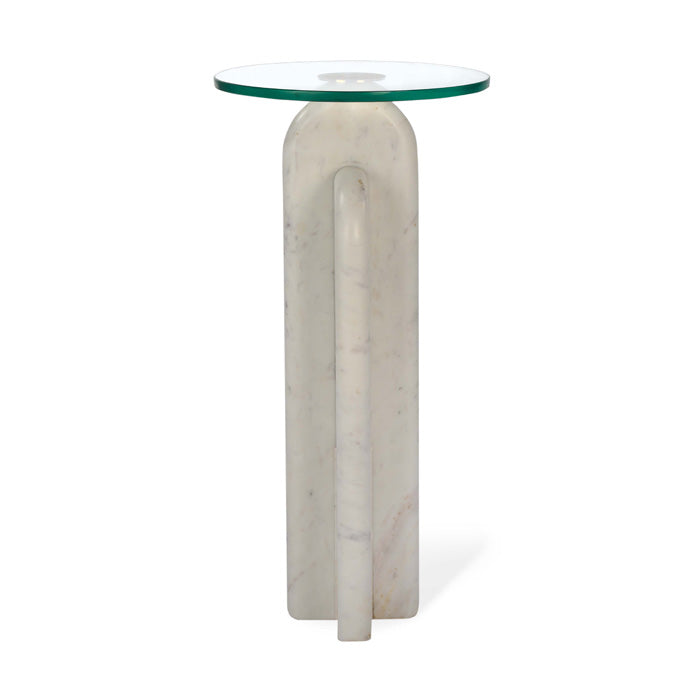 Stone Sculpt Accent Table - Pure White