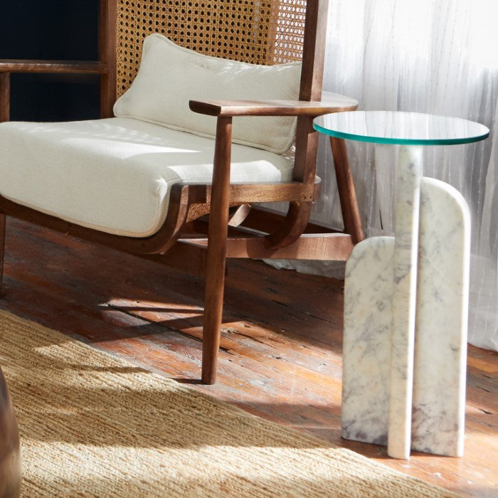Stone Sculpt Accent Table - Pure White