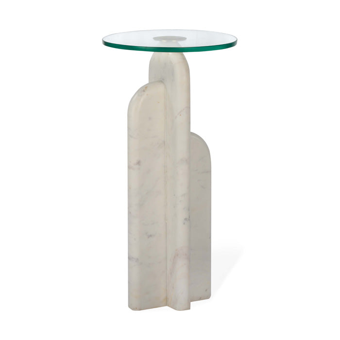 Stone Sculpt Accent Table - Pure White