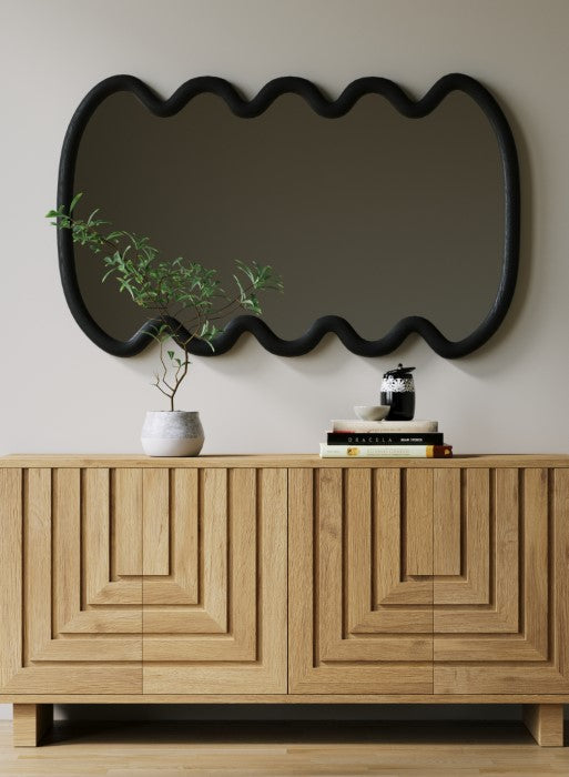 Geometric Oak Veneer Storage Console