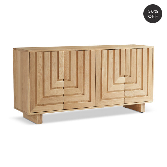 Geometric Oak Veneer Storage Console