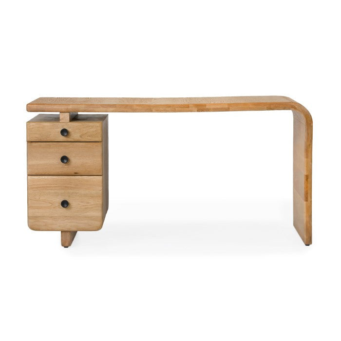 Modern Oak Workspace Sculpture - Earthy Charm