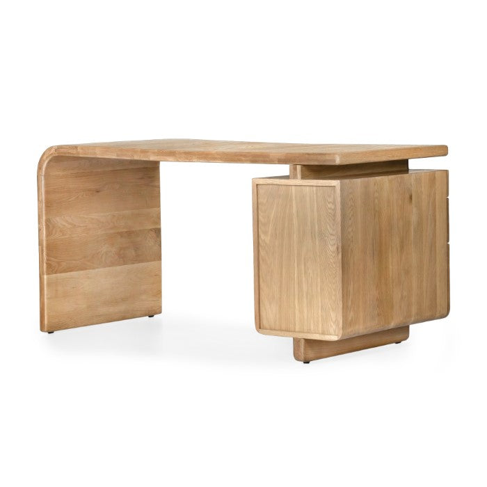 Modern Oak Workspace Sculpture - Earthy Charm