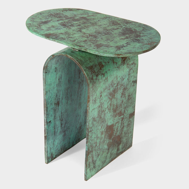 Eco-Chic Aged Green Arch Table