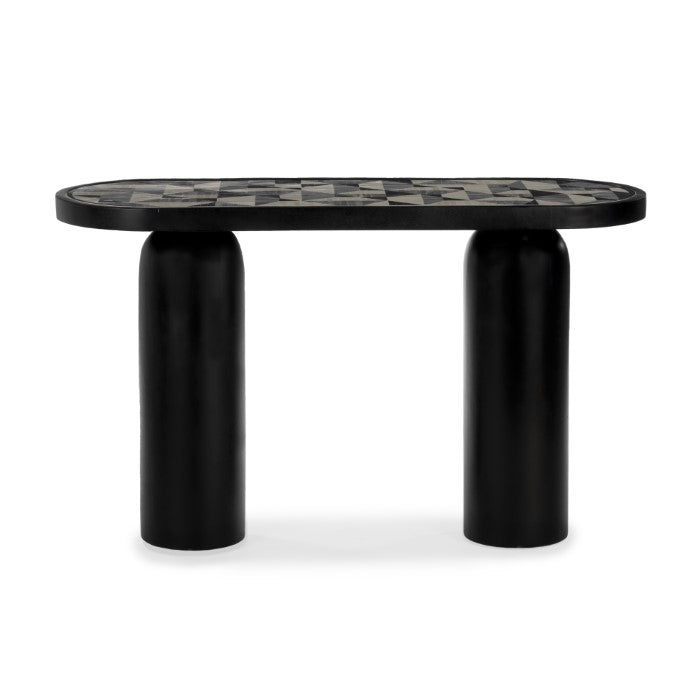 Modern Artisanal Stone-Mosaic Pedestal Table