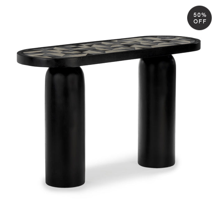 Modern Artisanal Stone-Mosaic Pedestal Table
