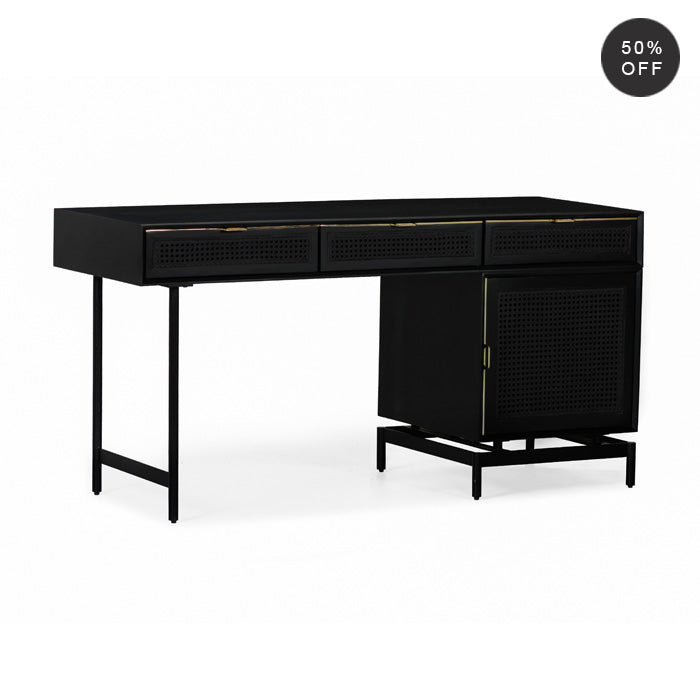 Elegant Woven Cane Charcoal Workspace