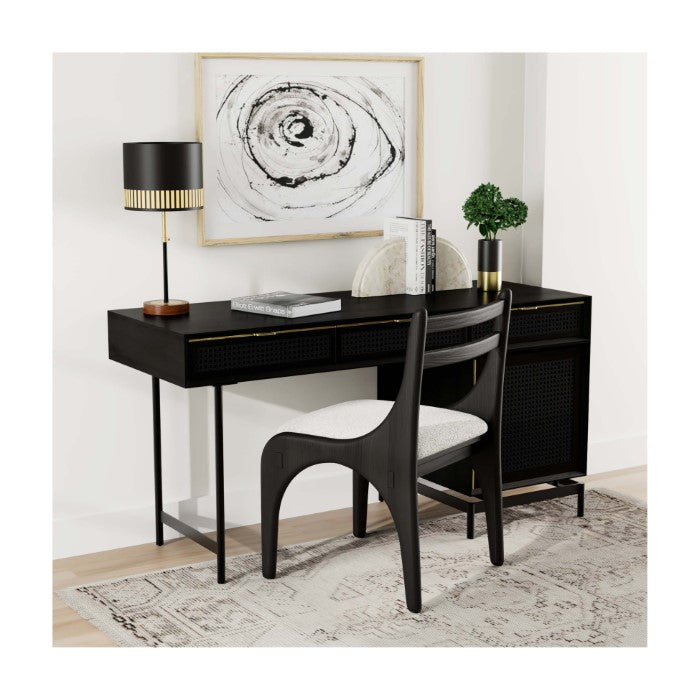 Elegant Woven Cane Charcoal Workspace