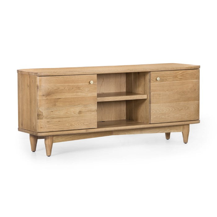 Sculpted Oak Entertainment Center - Nature's Elegance