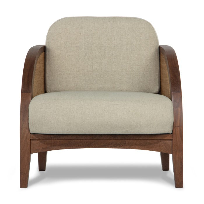Seaside Solace Accent Chair - Solid Acacia Frame with Woven Rattan Detailing