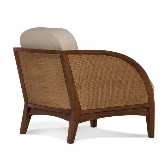 Seaside Solace Accent Chair - Solid Acacia Frame with Woven Rattan Detailing