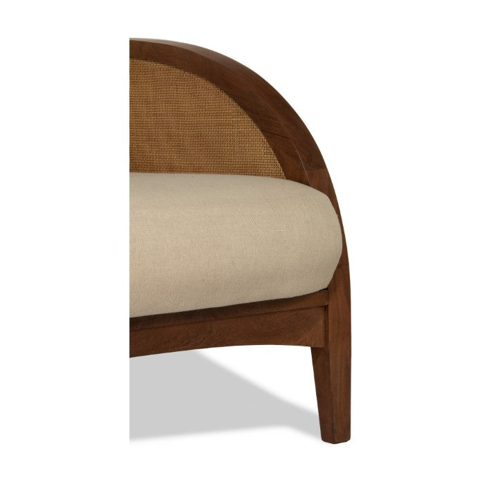 Seaside Solace Accent Chair - Solid Acacia Frame with Woven Rattan Detailing