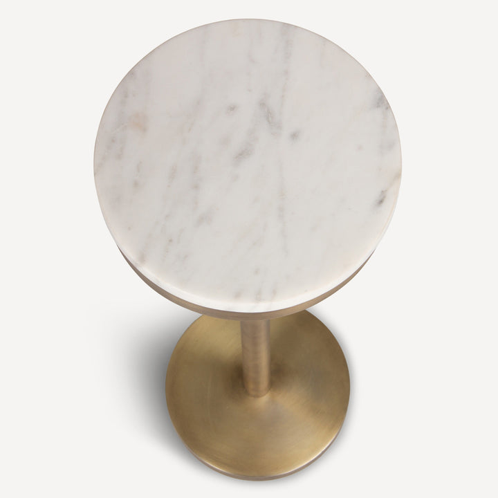 Modern Stone & Brass Drink Stand - White