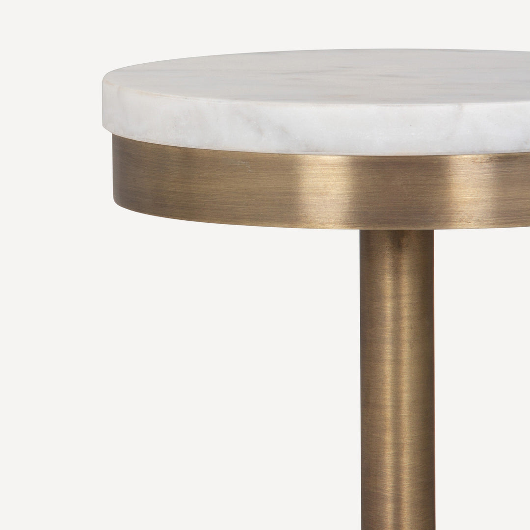 Modern Stone & Brass Drink Stand - White