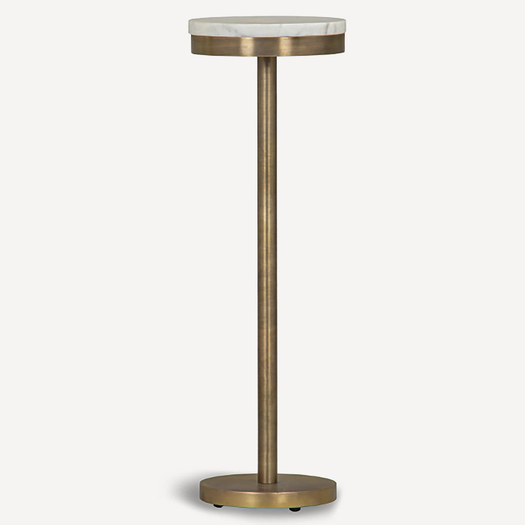 Modern Stone & Brass Drink Stand - White