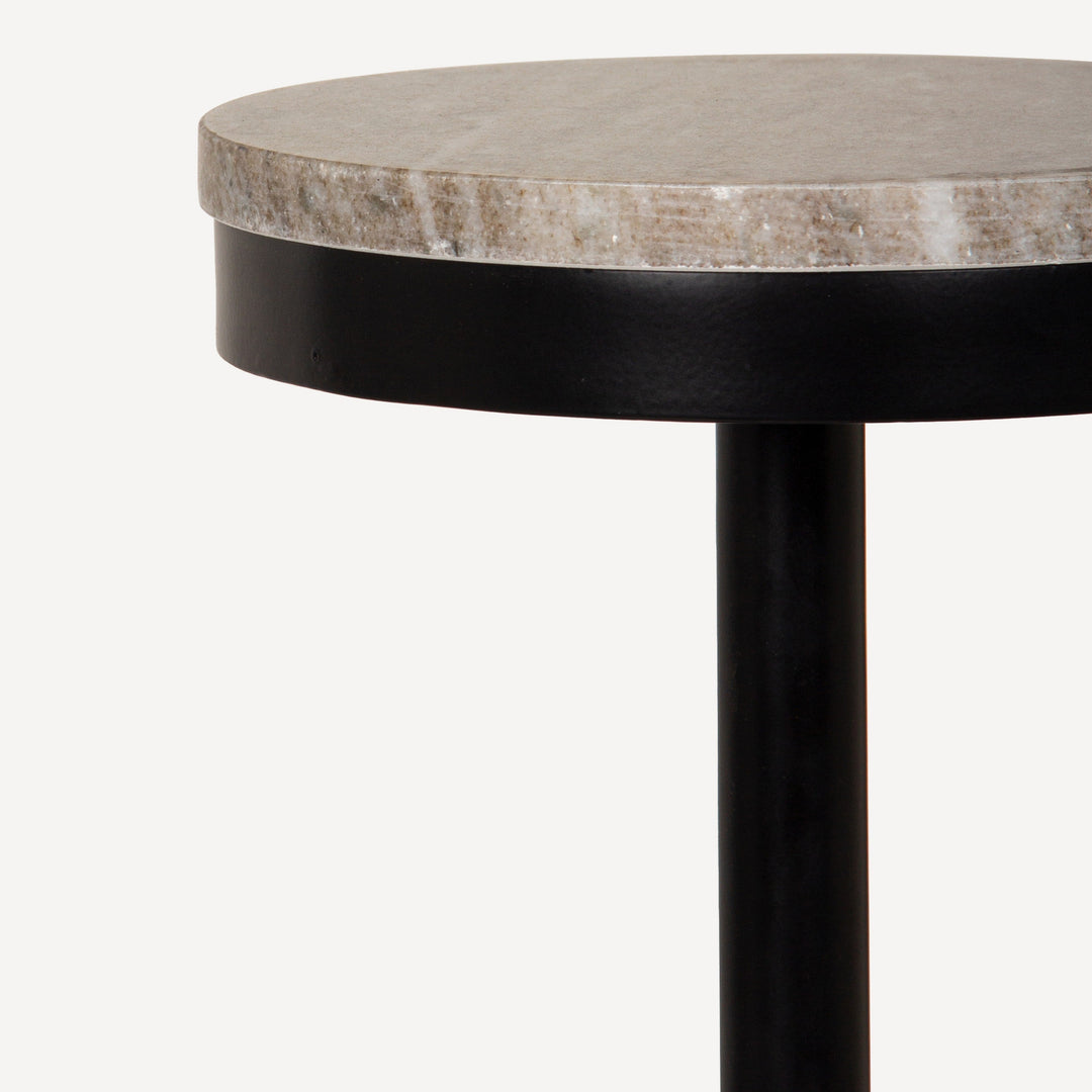 Sleek Brass-Plated Stone Cocktail Table - Ebony