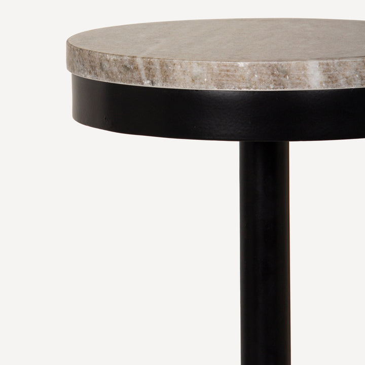 Sleek Brass-Plated Stone Cocktail Table - Ebony