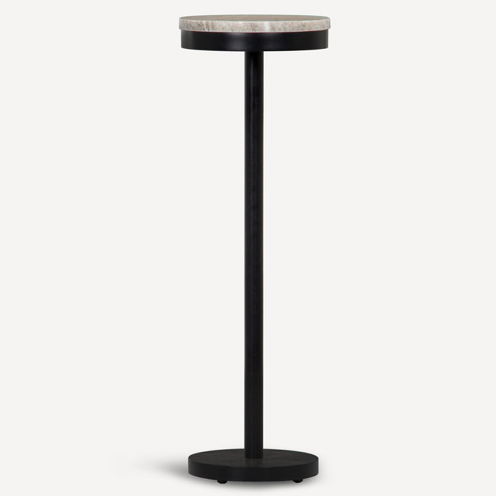 Sleek Brass-Plated Stone Cocktail Table - Ebony