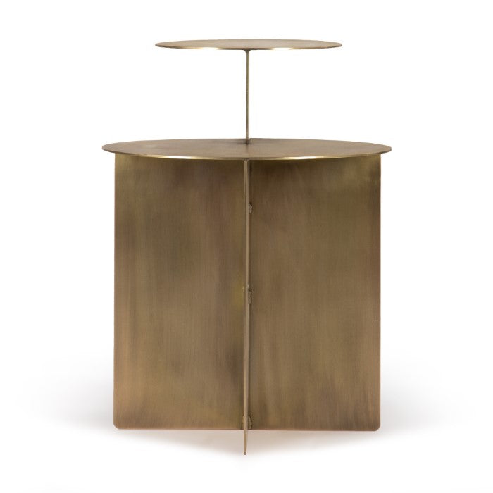 Orbit Whisper Tiered Table in Weathered Bronze