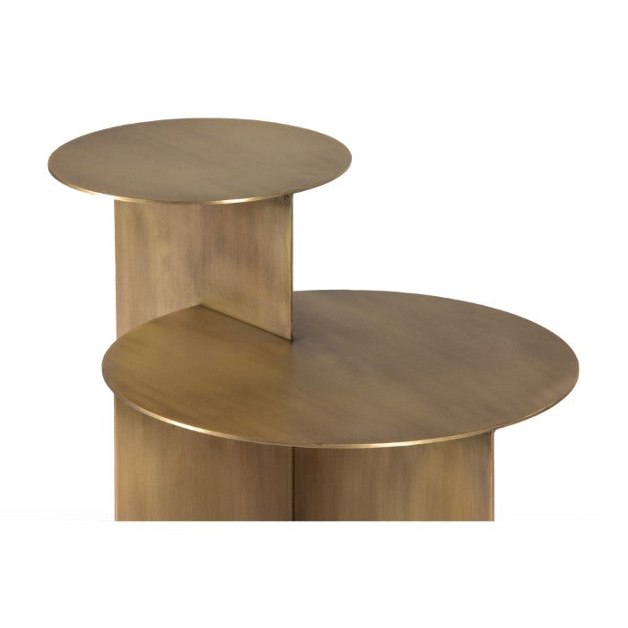 Orbit Whisper Tiered Table in Weathered Bronze