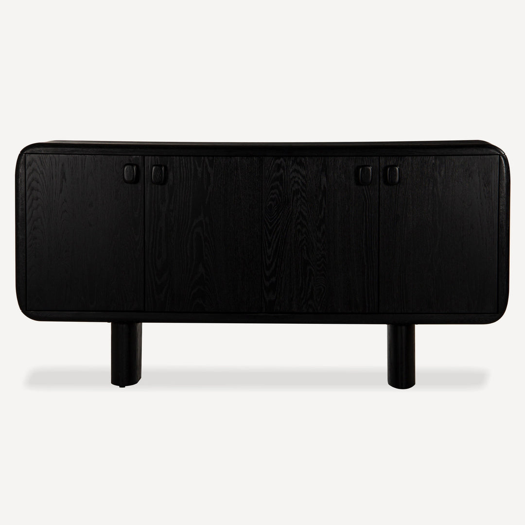 Monolithic White Oak Sculpture Sideboard - Charcoal Hues