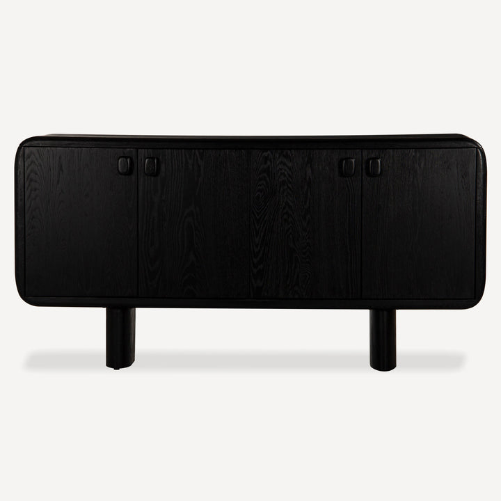 Monolithic White Oak Sculpture Sideboard - Charcoal Hues