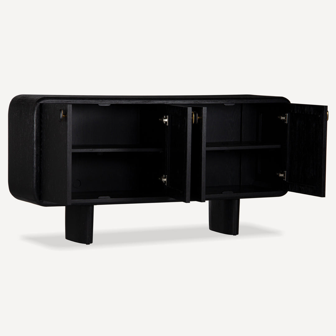 Monolithic White Oak Sculpture Sideboard - Charcoal Hues