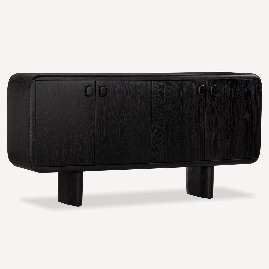 Monolithic White Oak Sculpture Sideboard - Charcoal Hues