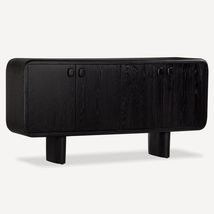 Monolithic White Oak Sculpture Sideboard - Charcoal Hues