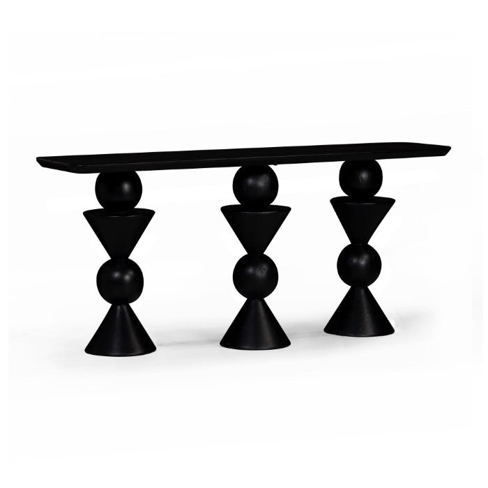 Geometric Solid Wood Cocktail Table - Charcoal Mood
