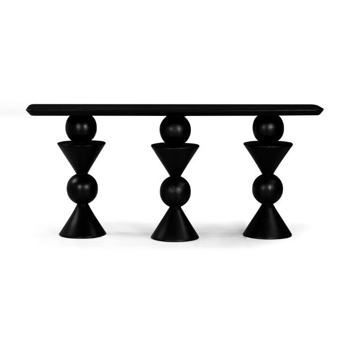 Geometric Solid Wood Cocktail Table - Charcoal Mood