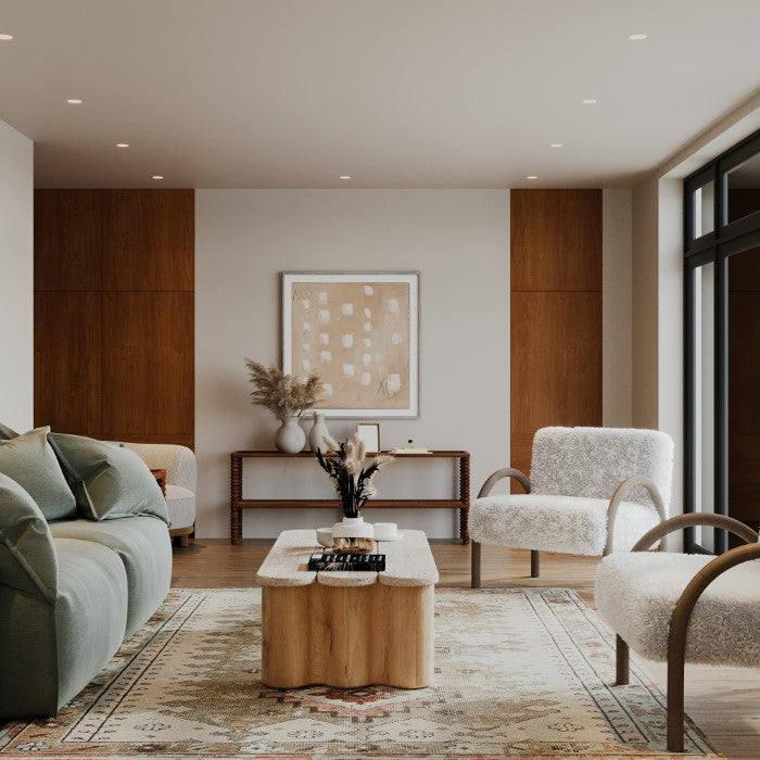 ArchiBoucle Oak-Accented Plush Seater