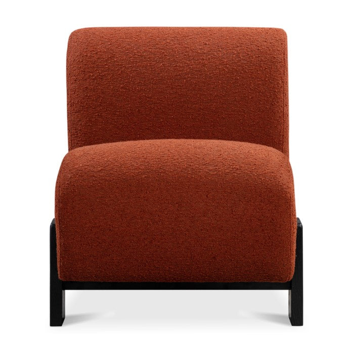 Bold Cinnamon Boucle Geometric Leg Solid Oak Sitting Gem