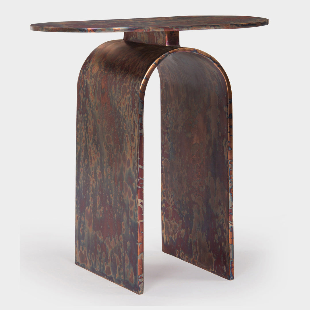 Archimedes' Grace: Reactive Metal Finish Aluminum Side Table