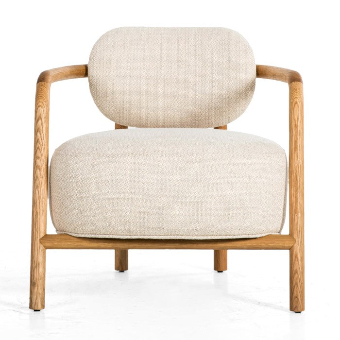 Relaxion Dry Honey Oak Lounger with White Boucle Upholstery