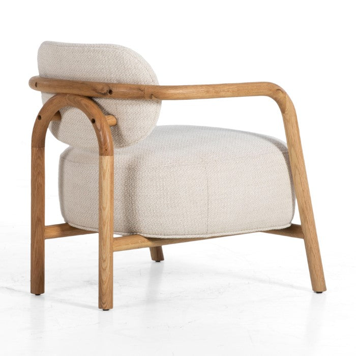 Relaxion Dry Honey Oak Lounger with White Boucle Upholstery