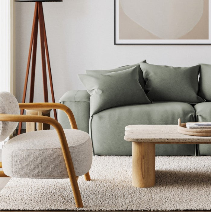 Relaxion Dry Honey Oak Lounger with White Boucle Upholstery