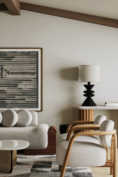 Relaxion Dry Honey Oak Lounger with White Boucle Upholstery