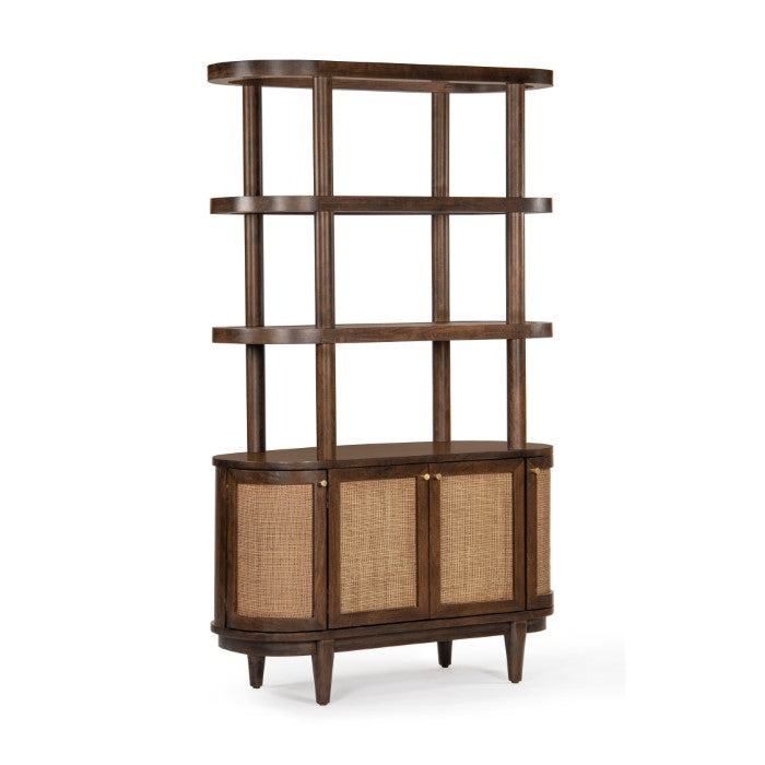 Natural Curve Bookcase with Hidden Storage