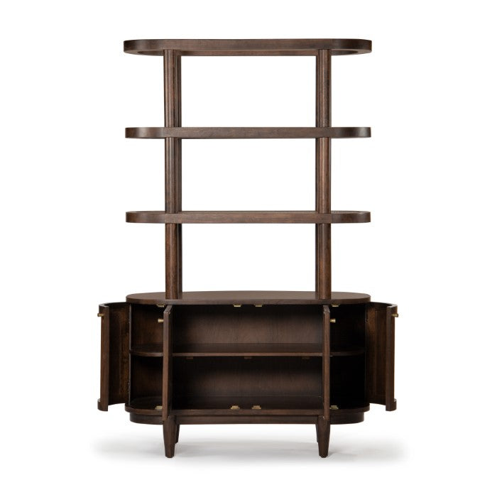 Natural Curve Bookcase with Hidden Storage