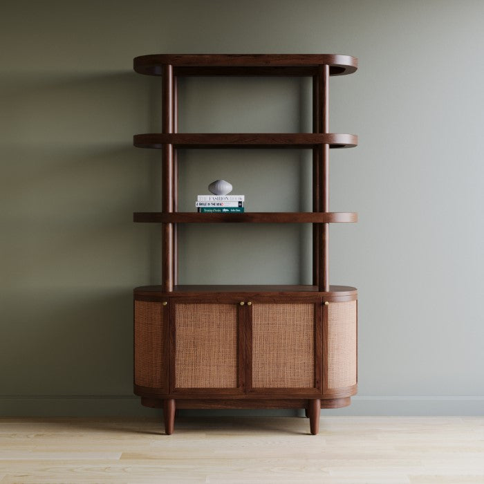 Natural Curve Bookcase with Hidden Storage