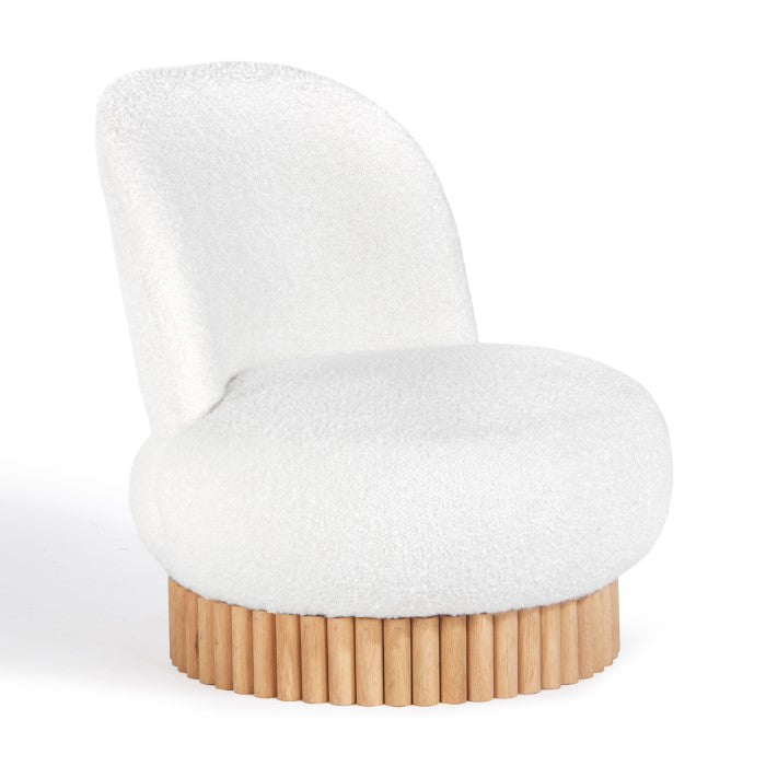 VogueRevolve Reeded Oak Lounger with Bouclé Upholstery